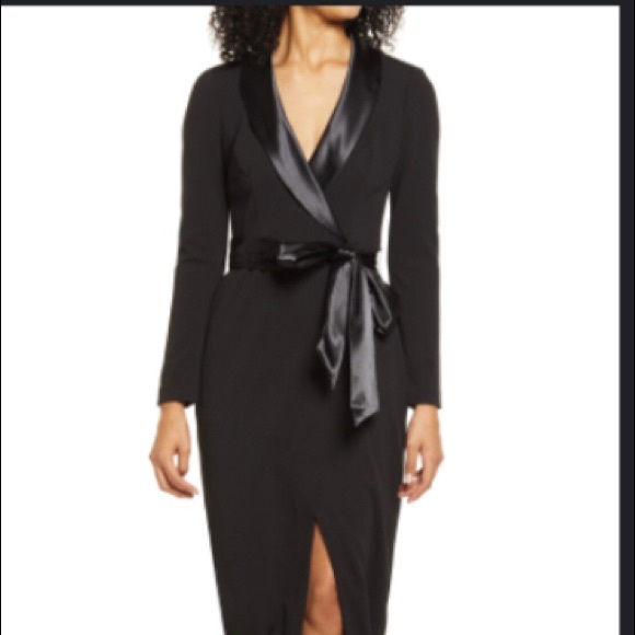 Eliza J Long Sleeve Tuxedo Gown 